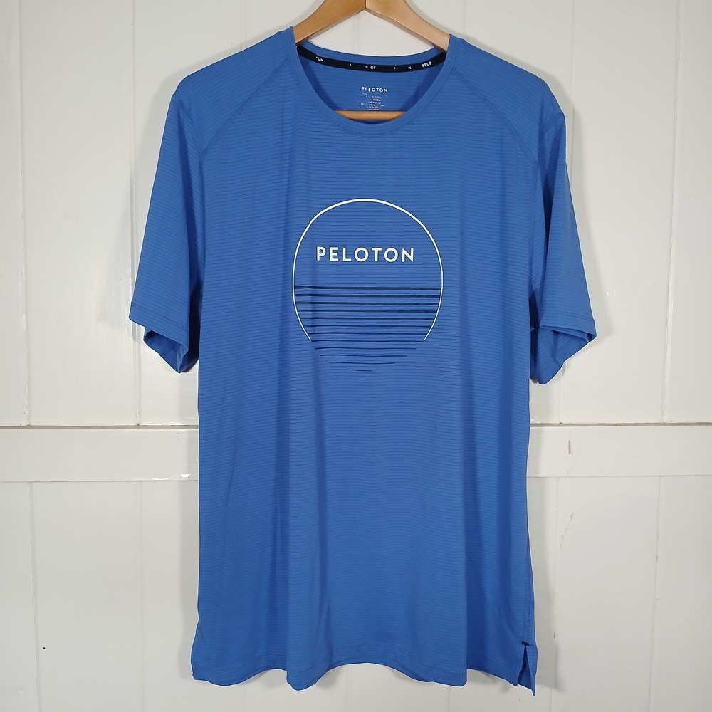 Peloton Performance T-Shirt Mens XL Blue Graphic Logo Activewear Tee